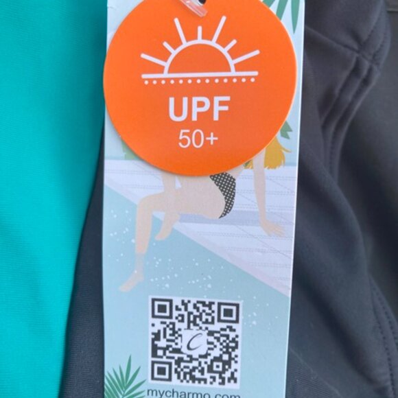 NWT- One Piece Athletic Lap Swimming Competition Racing Swimsuit- Black and Teal - Picture 5 of 9